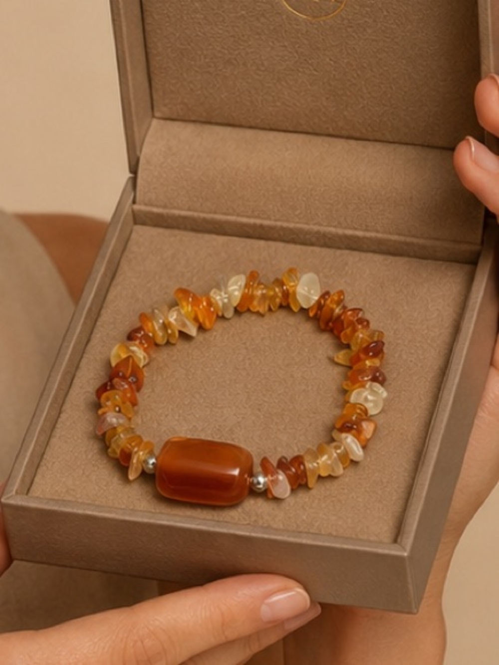 Carnelian Chip Stone Bracelet | Natural Gemstone Stretch Bracelet